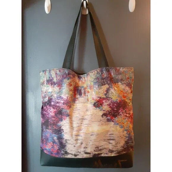 Claude Monet Impressionist Painting Tote Bag Green - Picture 1 of 9